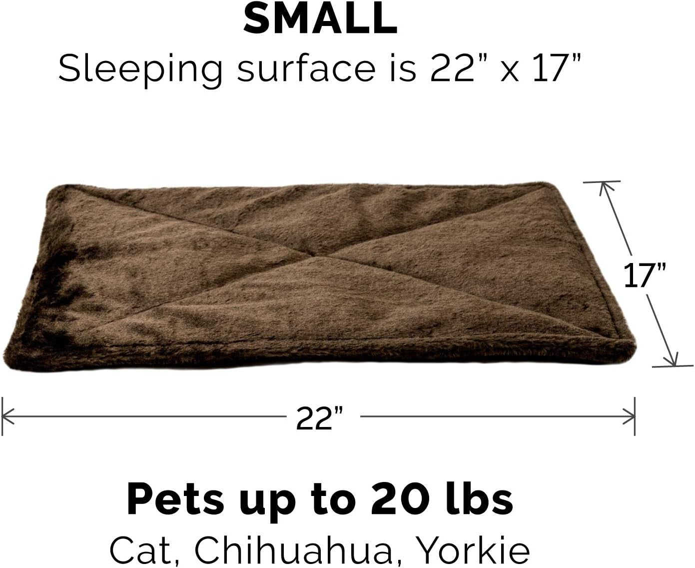 Thermanap Self-Warming Cat Bed for Indoor Cats & Small Dogs, Washable & Reflects Body Heat - Quilted Faux Fur Reflective Bed Mat - Espresso, Small